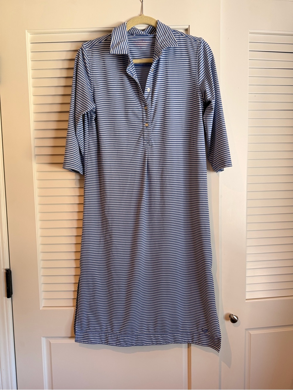 Vineyard Vines Sankaty Striped Polo Shirt Dress in Blue and White